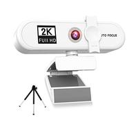 KBOLAE Webcam per computer con messa a fuoco automatica HD USB online regolabile per PC con microfono cablato di ricambio webcam esterna videocamera bianca 2K