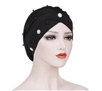 KBOPLEMQ Abbigliamento da preghiera per donne musulmane copricapo islamico hijab cappello turbante chemo bandana donna fascia elastica, O nero., Taglia unica