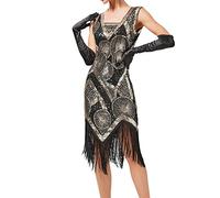 KBOPLEMQ Abito da donna Charleston anni '20 anni '20 Flapper Gatsby Costume lungo al ginocchio Cocotail Party Dress, gold, S