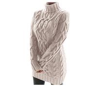 KBOPLEMQ - Abito da donna, elegante, lavorato a maglia, aderente, a maniche lunghe, a tinta unita, mini abito, avvolgibile, maglione, abito caldo, sexy, casual, con scollo a roll, pullover, abiti