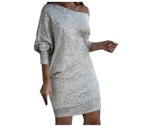 KBOPLEMQ Abito da sera lungo da donna, con paillette, abito sexy, vintage, da cocktail, con paillette, per feste di Capodanno, per Carnevale, elegante, da ballo, da sposa, O grigio., M