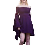 KBOPLEMQ Abito medievale da donna medievale, vestito da donna, a maniche lunghe, maxi abito vintage fata, abito da elfo, rinascimentale, celtico, vichingo, gotico, vestito fantasy, Lilla, XL