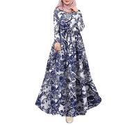 KBOPLEMQ Abito musulmano da donna Abbigliamento islamico Abaya Kaftan Abaya Dubai Turchia Abito di moda musulmano Caftano Islam Abbigliamento Maxi africano da donna con cintura, grigio., L