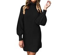 KBOPLEMQ Abito pullover da donna elasticizzato in lana, elegante pullover lungo, abito a maglia, knitted dress, caldo abito con collo alto, pullover abito invernale, taglie forti, mini abito