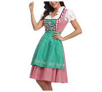 KBOPLEMQ - Abito tradizionale bavarese Dirndl da donna, per feste di carnevale, stile da birreria, verde, S