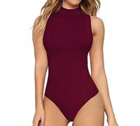 KBOPLEMQ Body da donna Classics, camicia elegante girocollo leopardato Racerback Top Shapewear snellente Onesie senza maniche girocollo elegante slim body estivo bodies, Vino, S
