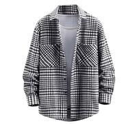 KBOPLEMQ Camicia a quadretti da uomo, casual, per il tempo libero, camicia da falegname, con bottoni, colletto alto, camicia tradizionale, leggera camicia da lavoro, classica camicia da lavoro, a
