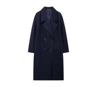 KBOPLEMQ Cappotto lungo da donna Trench Inverno Caldo risvolto Cappotto di lana con tasche Classico Trench Monocolore Overcoat Capispalla a maniche lunghe, elegante giacca invernale lunga, O blu navy,