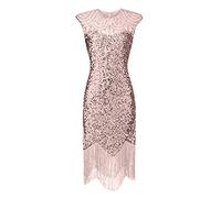 KBOPLEMQ Charleston Costume da donna anni '20 Abito da sera Vestito Vintage Gloria Abito da cocktail da donna Great Gatsby Dress Retrò Bodycon Vestiti Flapper Lungo Abito estivo Abiti con paillettes