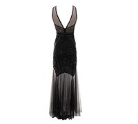 KBOPLEMQ Charleston - Costume da donna grande Gatsby Dress abito da sera da donna con paillettes nappa, stile retrò, per cocktail, festival, banchetti e matrimoni, O nero., L