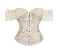 KBOPLEMQ Corsetto da donna, per Halloween, Natale, corpetto con maniche a spalla, taglie forti, O beige., XS