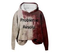 KBOPLEMQ Costume da donna per Halloween, con problemi risolti, oversize, maglione da donna, motivo schizzi di sangue, felpa con cappuccio, casual, a maniche lunghe, con cappuccio, per sport e