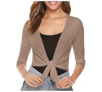 KBOPLEMQ Giacca da sole da donna, corta, sexy, elegante, alla moda, bolero da sera, bolero classico, leggero, sottile, per tutti i giorni, abbigliamento UV da donna, O kaki, S