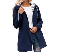 KBOPLEMQ Giacca softshell da donna, impermeabile, per le mezze stagioni, leggera, giacca a vento con cappuccio e borsa per il trasporto, giacca a vento tinta unita, per lo sport all'aria aperta, da