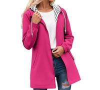 KBOPLEMQ Giacca softshell da donna, impermeabile, per le mezze stagioni, leggera, giacca a vento con cappuccio e borsa per il trasporto, giacca a vento tinta unita, per lo sport all'aria aperta, da