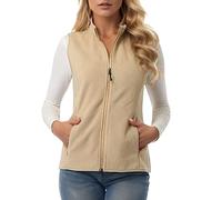 KBOPLEMQ Gilet in pile da donna, morbido, senza maniche, con tasche con cerniera, per la primavera, l'autunno, il gilet in pile, leggero, con tasche con chiusura lampo, beige., XL
