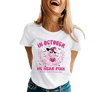 KBOPLEMQ Maglietta da donna con cancro al seno, coscienza, motivo "Breast Cancer", maglietta sportiva, Halloween, zucca, fantasma e fiocco rosa, maglietta per il tempo libero, felpa tinta unita