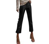 KBOPLEMQ Pantaloni da donna in pelle, a vita alta, sexy, in ecopelle, sottili, in pelle sintetica, O nero., L