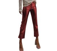 KBOPLEMQ Pantaloni da donna in pelle, a vita alta, sexy, in ecopelle, sottili, in pelle sintetica, O rosso., XL
