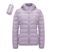 KBOPLEMQ Piumino da donna con cappuccio, giacca trapuntata leggera, giacca invernale leggera e sottile, da donna, piumino morbido, pieghevole, per le mezze stagioni, comoda giacca a vento per esterni