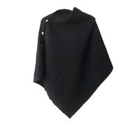 KBOPLEMQ Poncho da donna, elegante e calda, sciarpa invernale, tinta unita, calda, a maglia, in stile retrò, a maglia, per l'autunno, l'inverno, O nero., Taglia unica