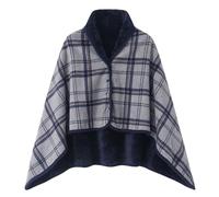 KBOPLEMQ Poncho, invernale, caldo, mantello da donna, in flanella, in pile, morbido spessore, aperto, a quadretti, per ufficio, casa, per donne, ragazze, antivento, giacca invernale oversize, O