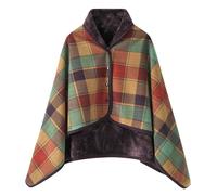 KBOPLEMQ Poncho Invernale Caldo Mantello Donna Coperta Flanella Pile Cape Morbido Spesso Fronte Aperto Sciarpa a Quadretti Ufficio Casa per Donne Ragazze Antivento Maglia Cappotto Coperta Invernale