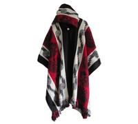KBOPLEMQ Poncho, sciarpa da donna, invernale, calda, a maglia, vintage, con motivo etnico, con cappuccio, con cappuccio, elegante, grande cappotto, cardigan a maglia, U rosso., Taglia unica
