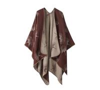 KBOPLEMQ Poncho, sciarpa invernale da donna, cardigan con motivo Ginkgo biloba, oversize, stile retrò, cardigan, poncho in lana messicano, hippie giacca, elegante poncho da donna, mantello caldo in