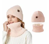 KBOPLEMQ Sciarpa invernale a maglia da donna, da uomo, termica, scaldacollo, per attività all'aria aperta, in caso di freddo, unisex, antivento, elastica, collare, sciarpa e berretto invernale, O rosa