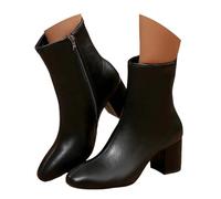 KBOPLEMQ Stivaletti da donna Chelsea Boots Stivali di gomma Mezzo Alto Scarpe invernali Comodi Stivaletti in pelle scamosciata Tacco Classico Cerniera Sneakers, O nero., 36 EU