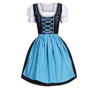 KBOPLEMQ Vestito da donna Dirndl corto, abito tradizionale Dirndl, per Oktoberfest, da donna, costume tradizionale bavarese, abito da donna, scollo a V, set Dirndl, camicetta per Oktoberfest, O blu.,