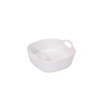 Kbotiques - Pirofila rotonda in ceramica antigraffio di colore bianco, per friggitrice ad aria calda, per la preparazione di lasagne, zuppe, tiramisù e altri accessori per friggitrice (bianco, 600 ml)