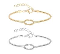 KBRPEY 2 Pezzi Bracciale Donna Cordoncino Annodato Bracciale Infinito a Catena di Serpente Braccialetto Gioielli Regolabile Elegante Accessorio Moda Regalo Compleanno Natale San Valentino