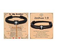 KBRPEY 2 Pezzi Bracciale Uomo Croce Bracciale Comunione Braccialetto Cordoncino Intrecciato Braccialetto Cristiani Religiosi Regali Spirituali Gioielli Accessori Regalo