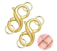 KBRPEY 2 Pezzi Chiusure 925 Argento Sterling di Aragosta Artiglio Fermagli Braccialetti e Collane Fai Da Te per la Creazione di Gioielli(Oro)