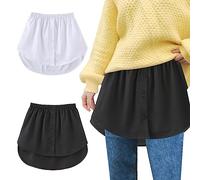 KBRPEY 2 Pezzi Estensori per Camicia da Donna Regolabile Estensore Camicie Estensore Maglietta Camicia sotto Finto Mezza a Strati Falsi Mini Shirt Skirt (Nero+Bianco L)