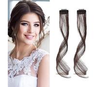 KBRPEY 2 Pezzi Frangia Clip Capelli Veri 35 cm Natural Side Air Bangs Draghi Sintetici Posticci con Tempie per Donne (Marrone A)