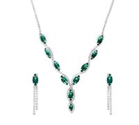 KBRPEY 2 Pezzi Set Gioielli Donna Collana Orecchini Marquise Cristallo Brillante Elegante Parure Cerimonia Matrimonio Argento