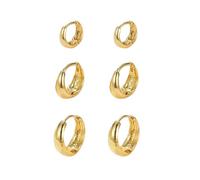 KBRPEY 3 Paia Cerchietti Orecchini Huggie Lucidi Rotondi Spessi Classici Minimalisti Eleganti Donna Ragazza