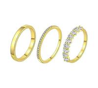 KBRPEY 3 Pezzi Anelli Impilabili Oro 14k con Zirconia Cubica Brillanti Anelli Set Eternity Band Eleganti Sottili Gioielli per Donna (8)