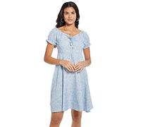 KBRPEY Abiti Estivi da Donna Corte da Donna Motivo a Pois Scollo Rotondo Vestito Midi per L'Estate Stile Scampanato Casual Abito Floreale con Maniche a Sbuffo Beach Dress(Blu S)