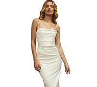 KBRPEY Abito Elegante Donna Spaghetti Strap Abiti Sexy Senza Maniche Vestiti Donna Eleganti Schiena Bassa Gonna Lunga a Party Cocktail Clubwear Bianco Aderente Vestito(Bianco L)