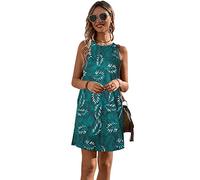 KBRPEY Abito Estivo da Donna Senza Maniche Stampa Floreale Bohémien Etnico Vestito Elegante Abito da Spiaggia Tank Short Mini Vestiti A-Line Estivo Vintage Beach Dress