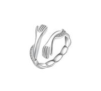 KBRPEY Anello Abbraccio Regolabile Forma Mano Argento Brillante Zirconi Gioiello Donna Elegante Stile Artistico