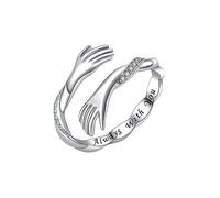 KBRPEY Anello Mani Abbraccio Argento Cristallo Incisione Romantica Gioiello Donna Elegante Promessa Eternità Simbolo Amore