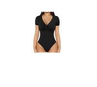 KBRPEY Body Donna Maniche Corte Bodysuit Elegante con Scollo a V Bodysuit Contenitivo Modellante Outfit Estivi moda Slim Fit Top