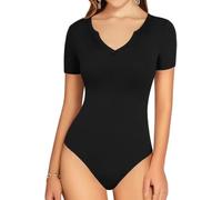 KBRPEY Body Donna Maniche Corte Scollo a V Bodysuit Modellante Contenitivo Aderente Elasticizzato Outfit Estivi Elegante versatile