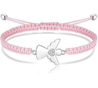 KBRPEY Braccialetti dell'Amicizia con Ciondolo Angelo Custode per Bambini Braccialetto Regolabile in Cordino Rosa Regali per il Battesimo e Cresima per Bambine