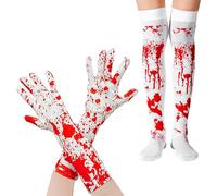 KBRPEY Calze e Guanti Cosplay Halloween, Costume Sanguinante, Calzini di Sangue Spaventosi, Abito Insanguinato per Festa di Halloween